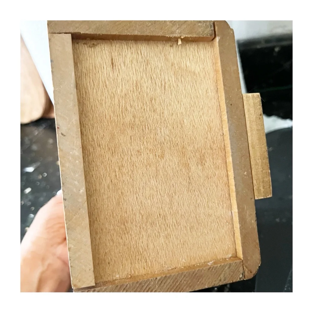 Wood County Wooden House Hinged Lid Primitive Folk Farm Blue House Salt Recipe